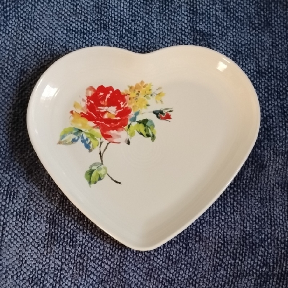 Fiestaware Heart-Shaped Floral Plate